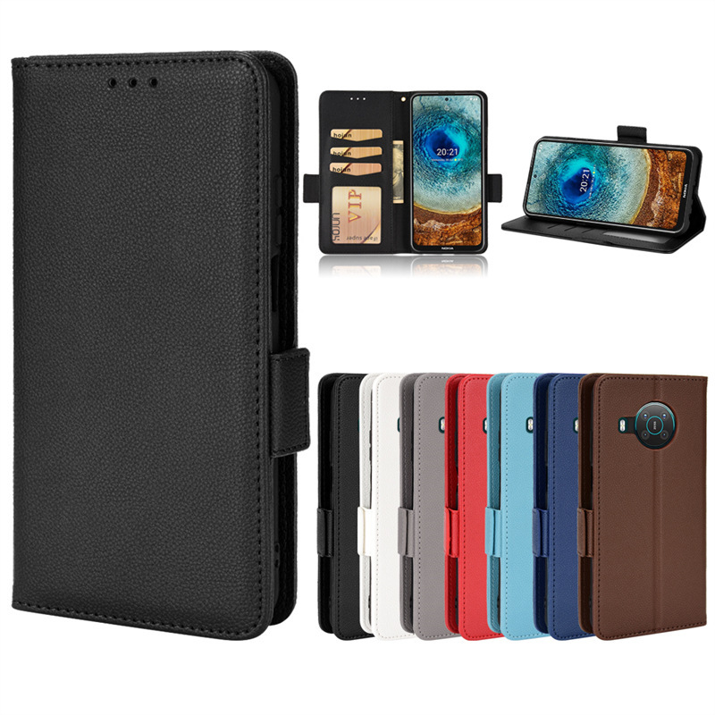 For Nokia X100 phone case Nokia X10 leather case flip cover X20 protective case card side buckle litchi pattern