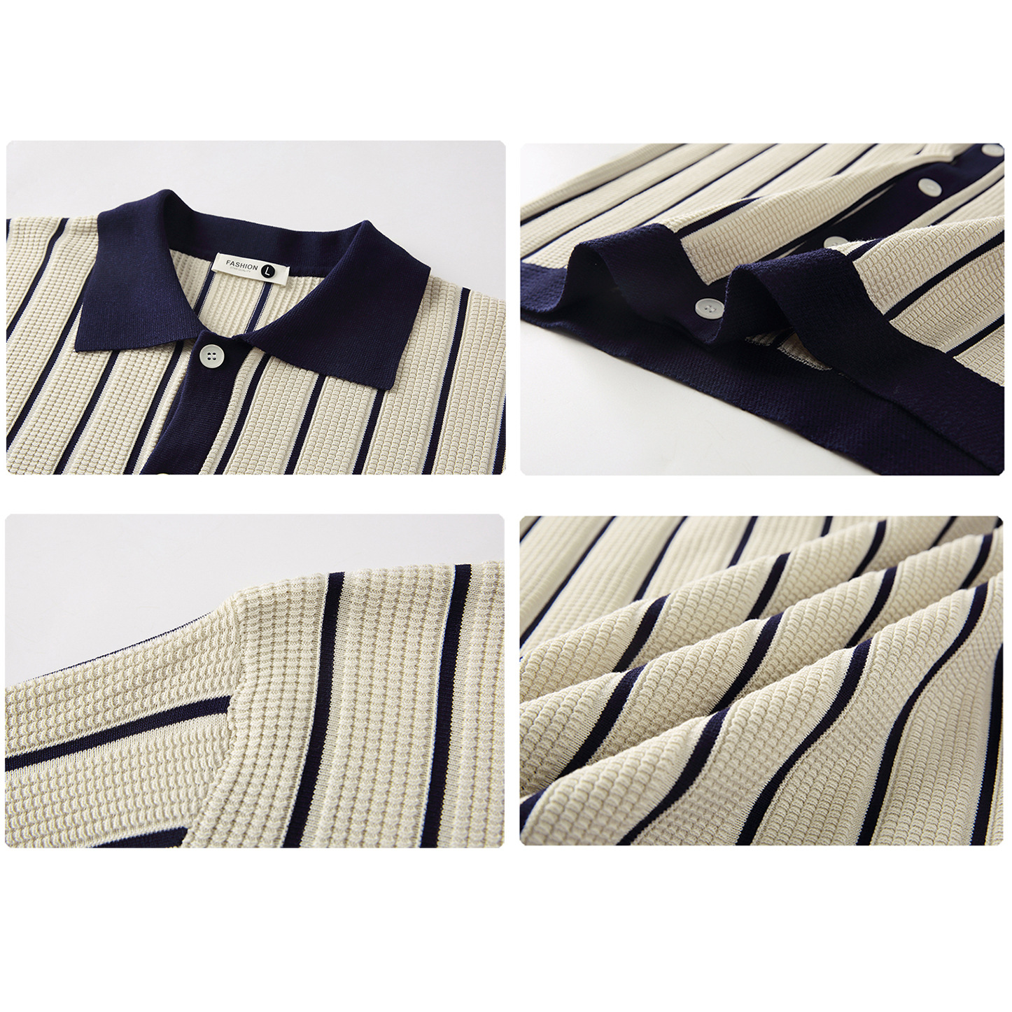 Camisas polo de cuello V camisa de punto de manga corta hombre cardigan rayas viejas líneas de hielo de viento de verano fábrica transfronteriza al por mayor