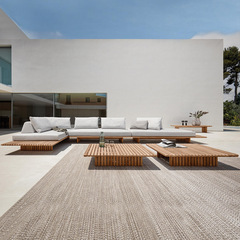 戶外沙發庭院休閒花園別墅酒店露台實木防水防曬大型家具茶几組合