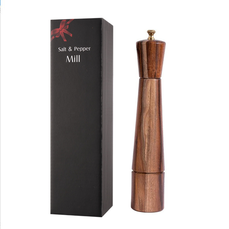 10 pulgadas de Acacia madera molino de pimienta manual de espesor ajustable molinillo de pimienta cocina condimento botella molinillo