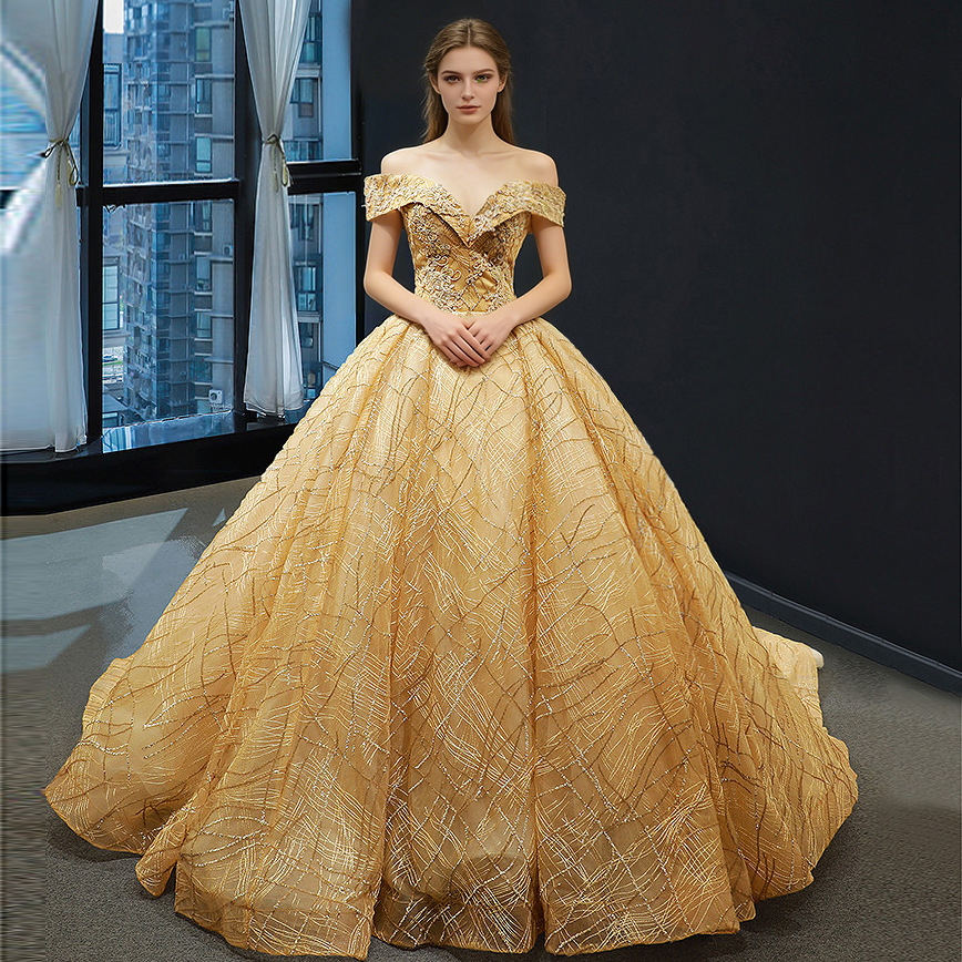 Cross-Border Supply | Foreign Trade Puffy Dresses 2026 European and American Bridal Evening Gowns, Ball Gowns, Performance Dresses, Wedding Dresses Supply