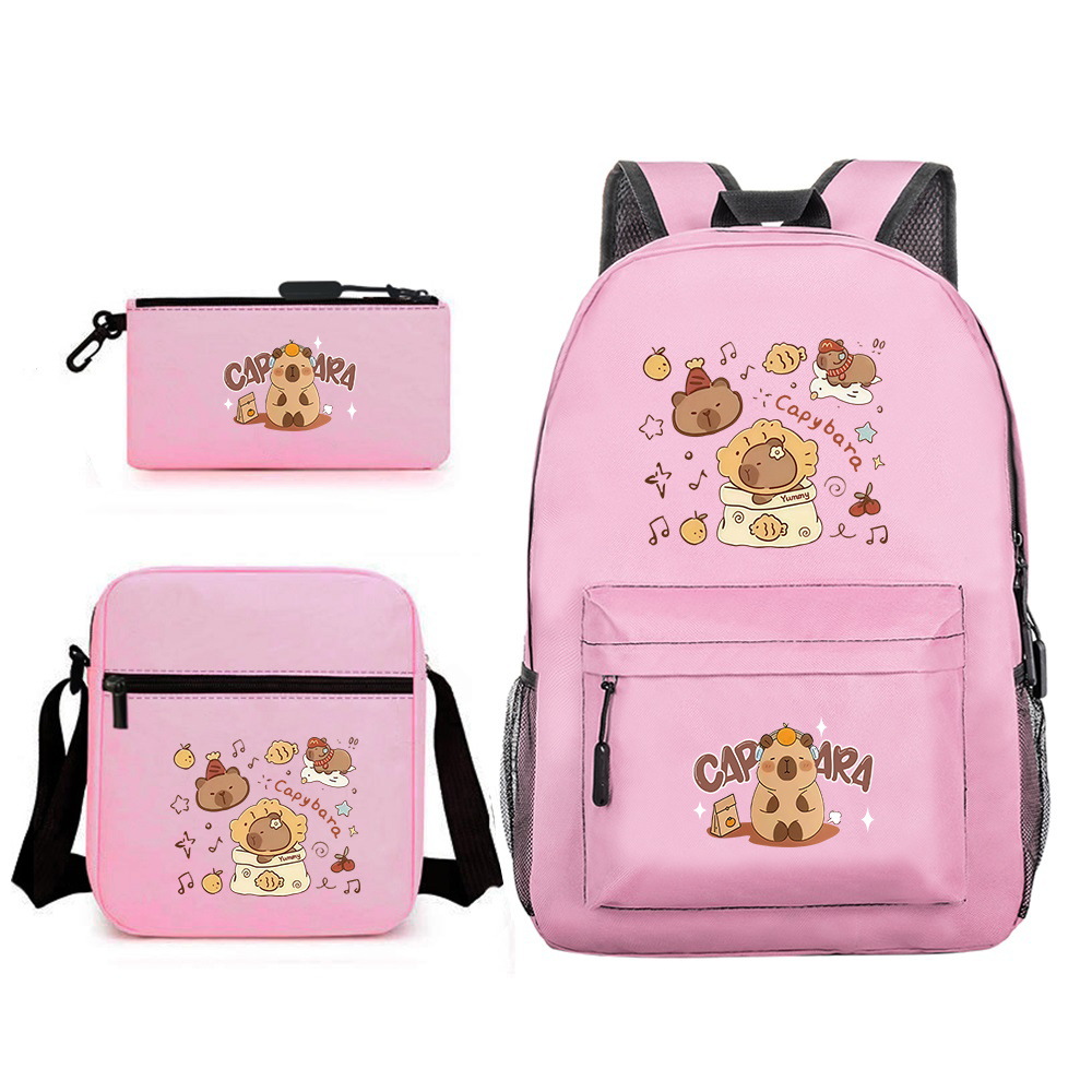 新品卡通卡皮巴拉水豚青少年中小学生书包可爱女生休闲双肩背包