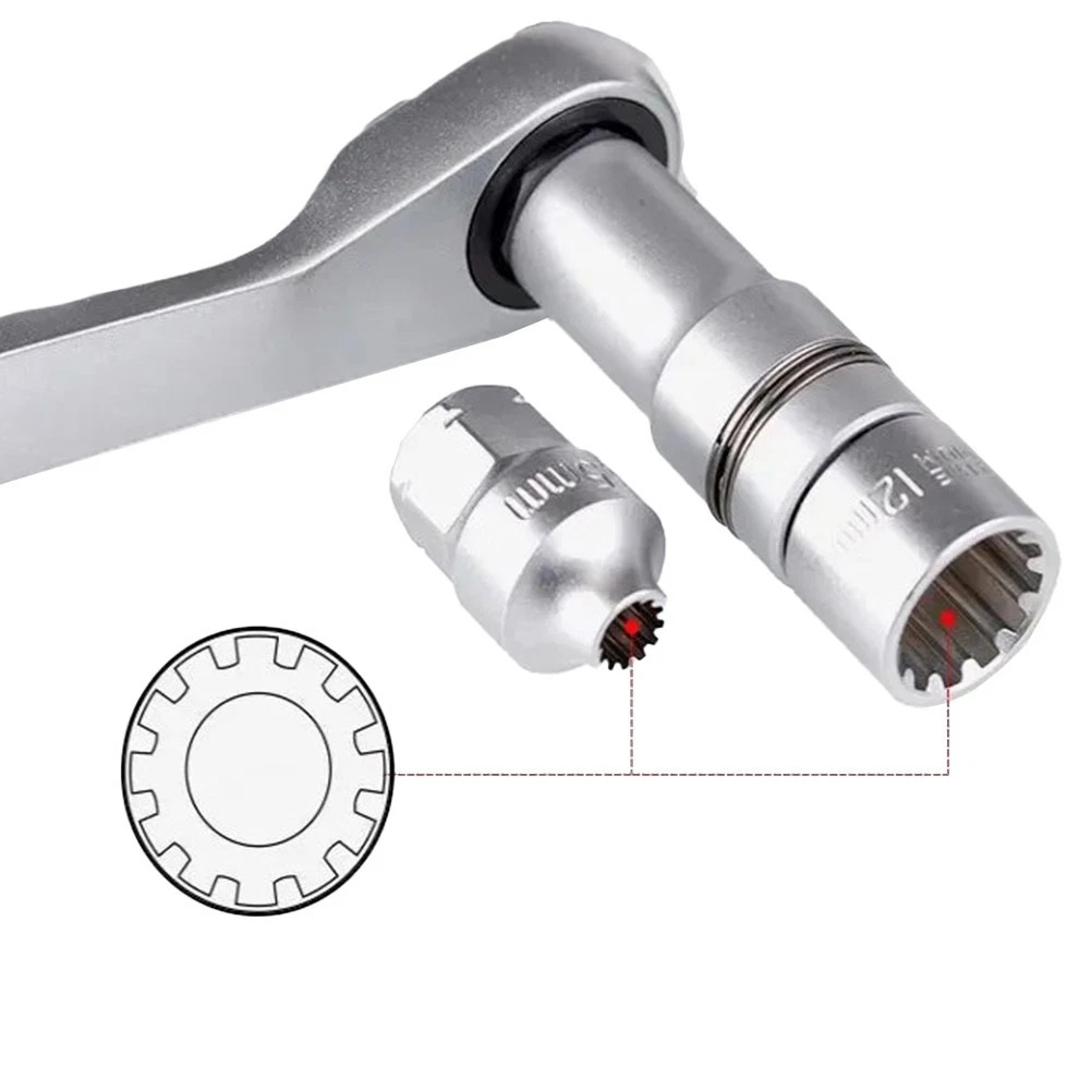 17-Piece Set of Multi-Functional Ratchet Sockets with Toothed Core Sockets, 12-Point Perforated Sockets, and Disassembly Tools
