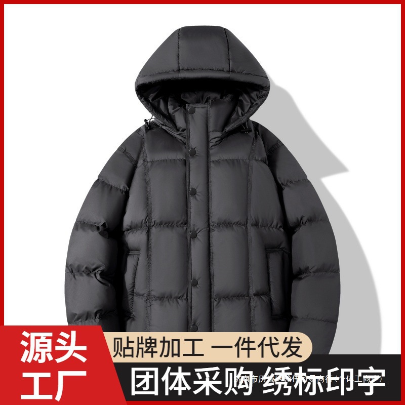 白鸭绒 羽绒服中青年男士加厚保暖防寒服冬季新款休闲连帽羽绒外