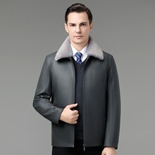 2025冬季新款皮衣男士可拆卸内胆羽绒服中年爸爸装皮夹克保暖外套
