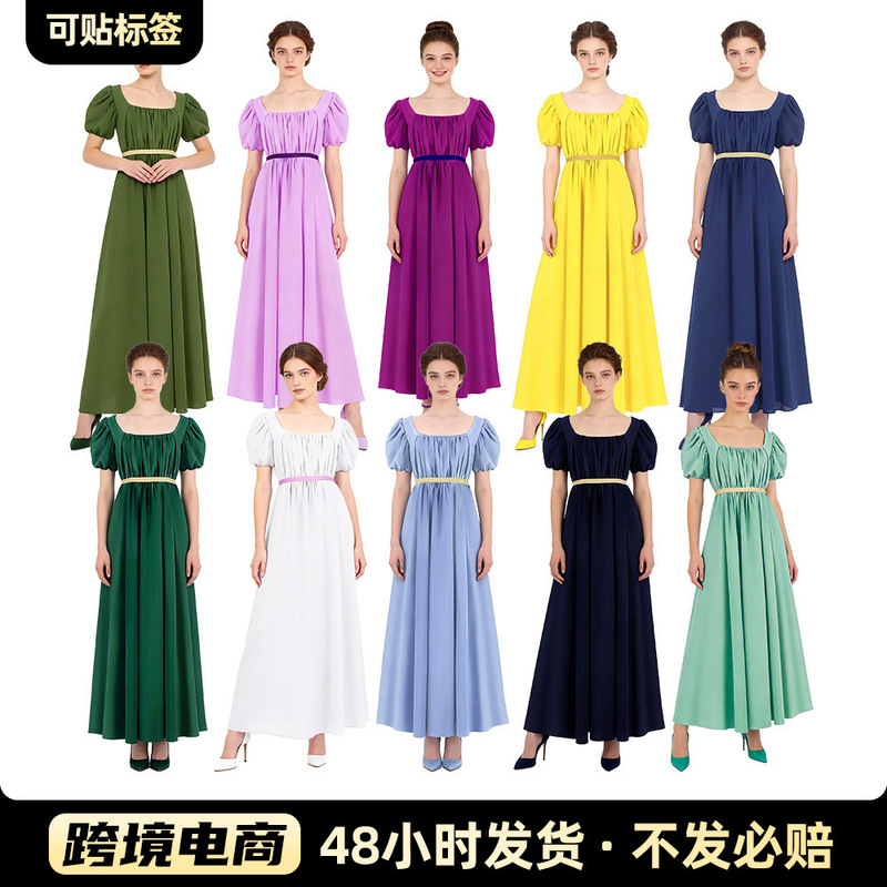 Bridgerton Cosplay Costume, Regency Dress, High-Waisted Ball Gown, Victorian Tea Cosplay Outfit, Anime Exhibition