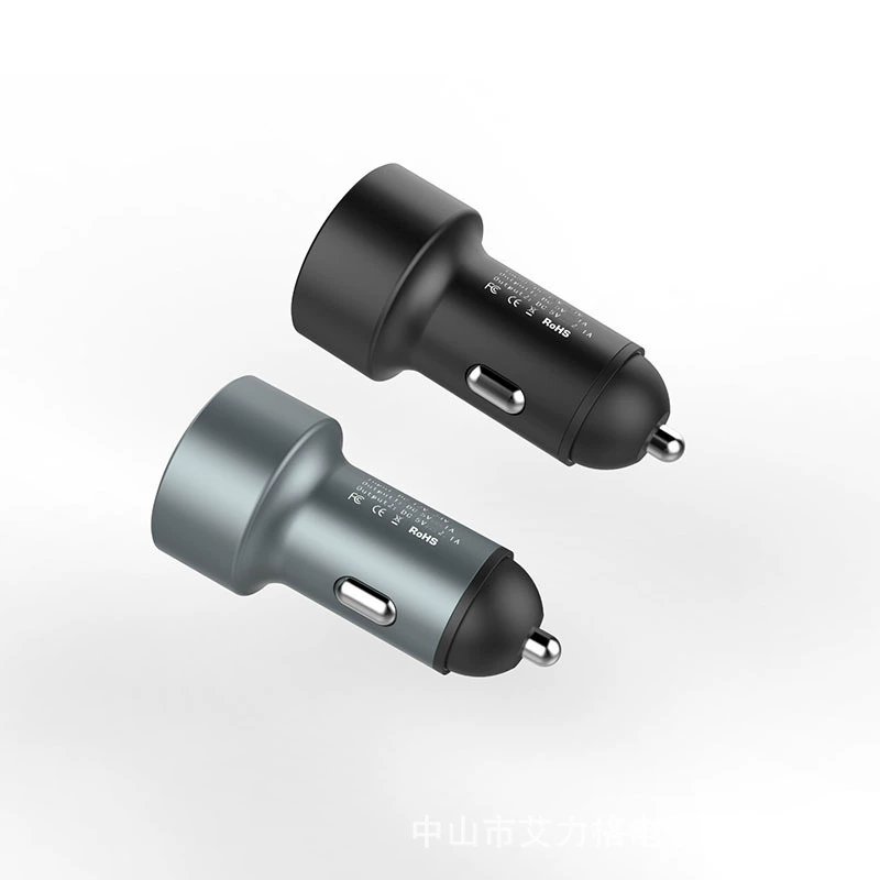 Двойное USB мини-автомобильное зарядное устройство, небольшое портативное, зарядка автомобиля 2.4A, светодиодный дисплей, 12-24В, оптом