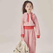 女童套装连帽运动加绒加厚卫衣加长裤2025秋冬装新款外贸童装货源