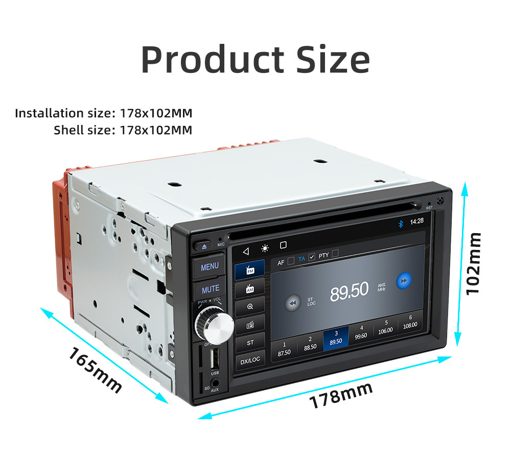 Wired Carplay 6.2inch Dual-Station Car Dvd Cd Bluetooth Mp5 Player Hd Reversing Image 12V