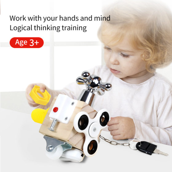 Cross-border Amazon Children's Busy Board Puzzle Unlock Toys p0.4 Enlightenment Early Education Tools Montessori Busy Blocks