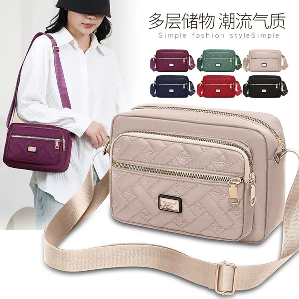 Multi-layer Messenger Bag Girl's Willing to Receive Money Women's Bag Middle-aged and Elderly Fashionable Mother's Shoulder Messenger Bag Vegetable Shoulder Bag for Elderly