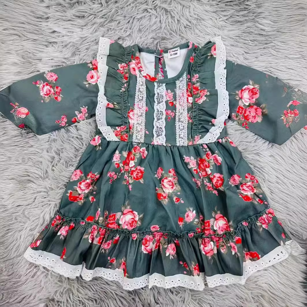 Patpat ropa infantil, comercio exterior, productos de cola, vestidos de niños pastorales lindos, falda de princesa, inventario al por mayor.