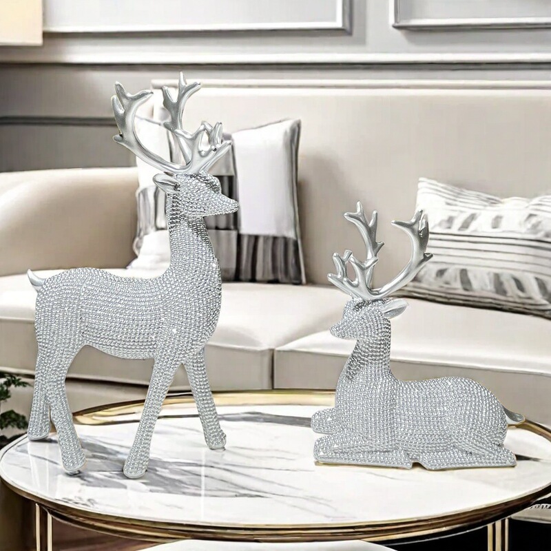 Cross-Border Amazon New Product European-Style Modern Minimalist Christmas Bead Set with Two Reindeer for Party Decoration Creative Decoration