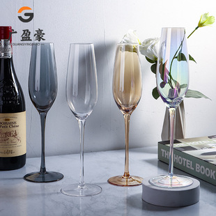 European-style Electroplating Colorful Household Champagne Glass Crystal Glass Hotel High-foot Wine Glass Bubble Wine Glass