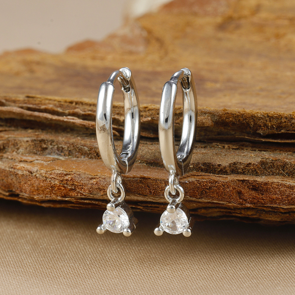 1 Par Elegante Geométrico Gotitas De Agua Enchapado Cobre Circón Pendientes De Gota Aretes display picture 11