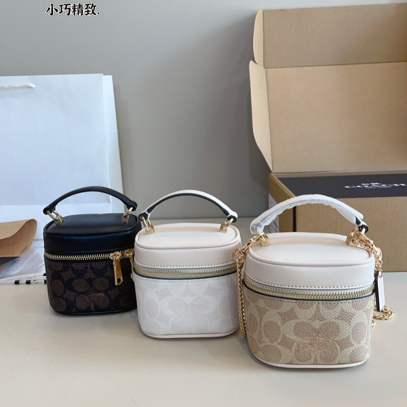 Coach New Women's Bag Trail Mini Denim Box Bag Single Shoulder Crossbody Small Bag Chain Handbag Makeup Bag