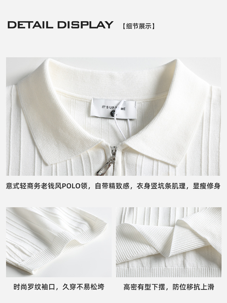 Europa y América transfronterizas camiseta de polo de seda de hielo para hombres de verano viejo estilo de alta sensación de camiseta de manga corta de punto con solapa para hombres image 4
