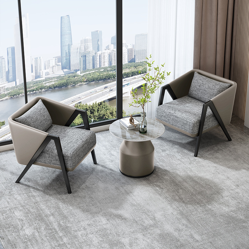 Modern Single-Person Sales Office Negotiation Table and Chairs, Simple Balcony B&B Guest Room Front Desk Reception Negotiation Sofa Chair