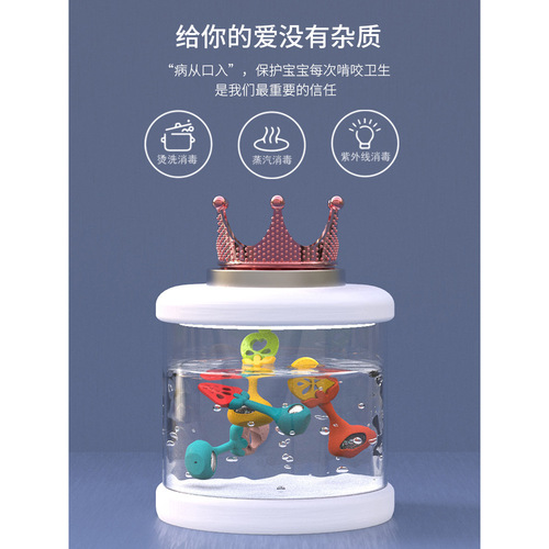 【】 Baby Rattle Bite Teether Toy Baby Silicone Teething Rod Chewable Boiled Grabbing Training 