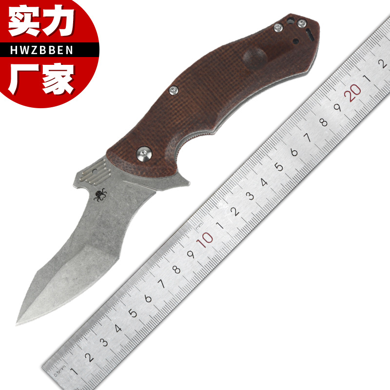 现货折叠刀s35vn亚麻棕色手柄女巫折刀具工厂随身便捷露营战术刀