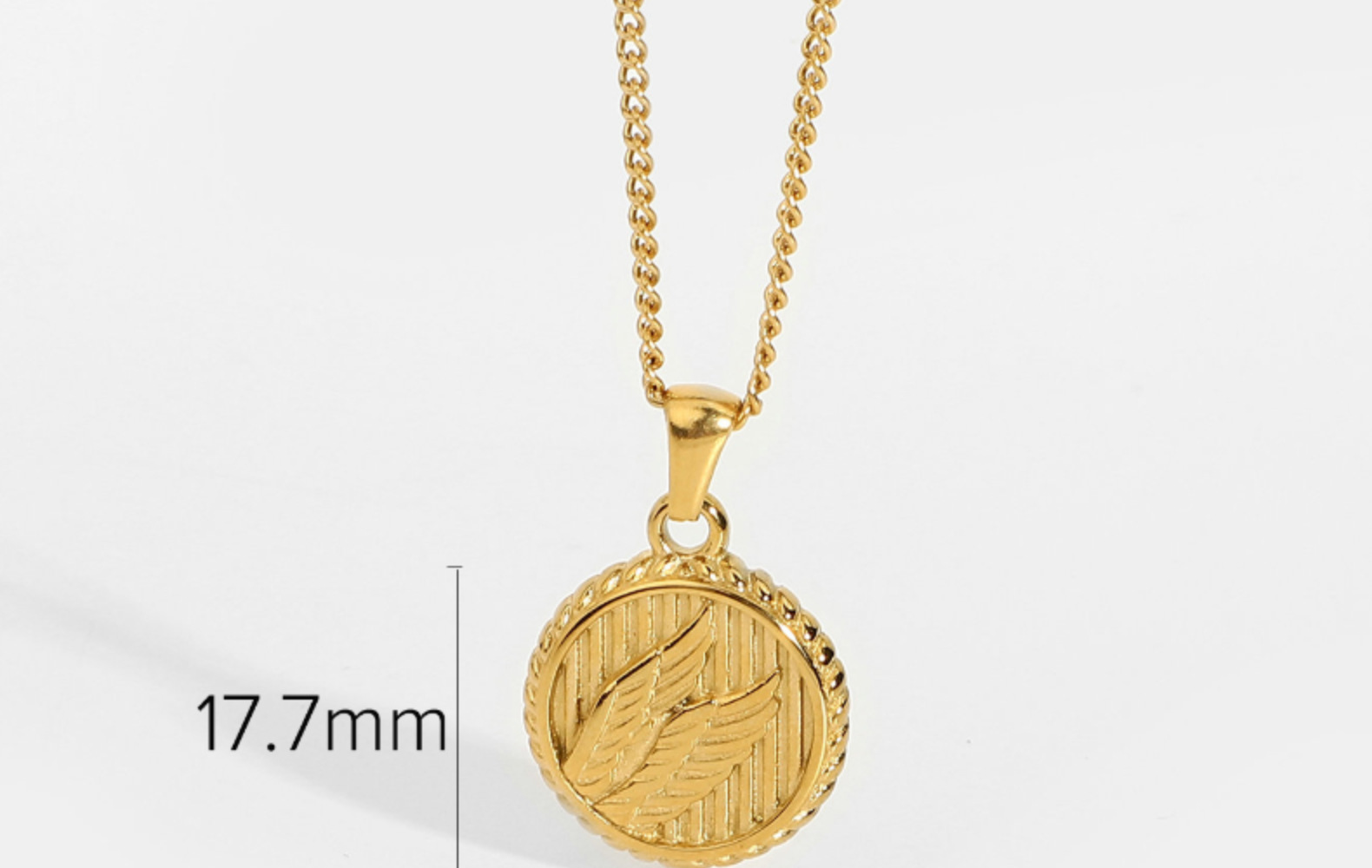 Embossed Effect Pendant 18k Gold Plated Stainless Steel Necklace display picture 6