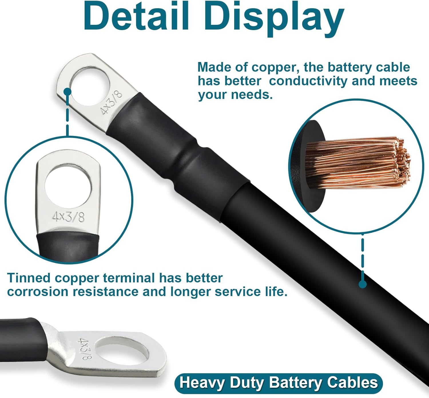 Cross-Border Exclusive Supply of 4Awg20 Square Copper Terminal Connection Cable for Car Battery Jumper Cables, Specifically for Cars, Rvs, and Boats