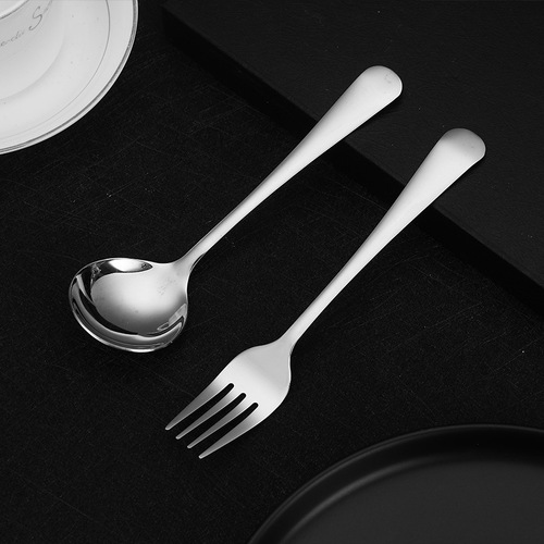 不锈钢勺叉套装 家用韩式长柄勺子甜品勺水果叉汤匙咖啡搅拌勺