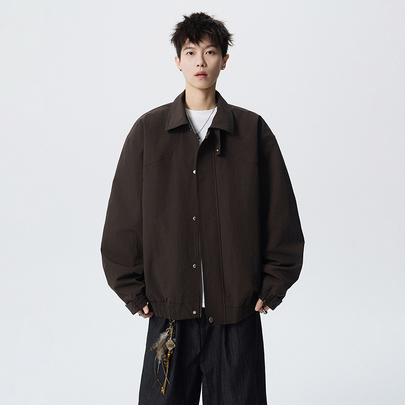 Young men's light luxury high-quality Hong Kong-style trendy lapel jacket, 2026 spring and autumn stylish casual jacket