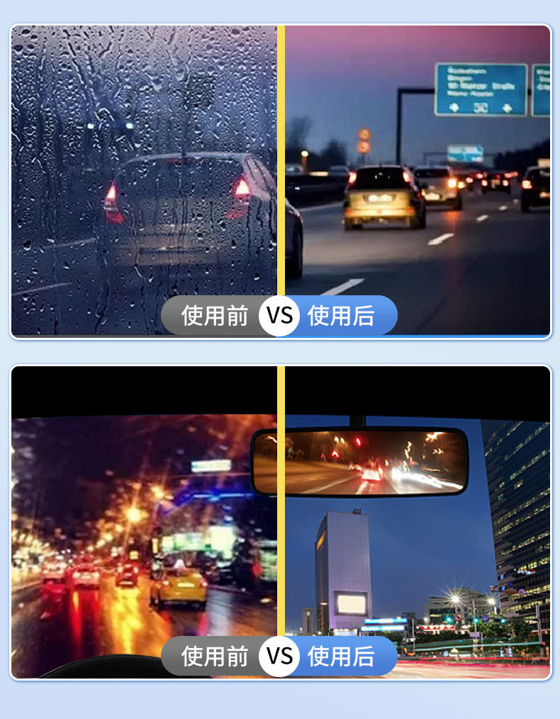 Oil Film Remover, Front Windshield Car Glass Remover, Window Supplies Cleaner Spray, Rainproof