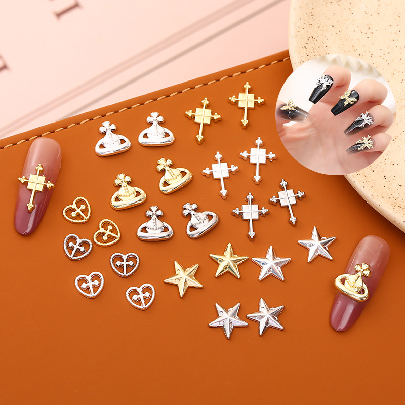 Cruz planetaria aleación de amor joyas de manicura Saturno uñas para usar accesorios de metal DIY
