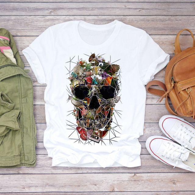 Summer Fashion Skull Butterfly Plant Short shirt NSATE61258