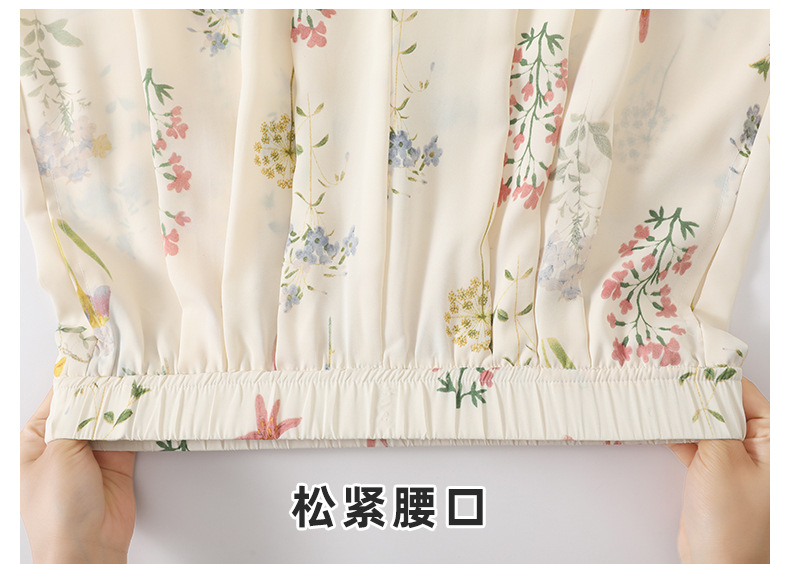 Quần tây nữ cạp cao in họa tiết hoa dâm bụt, dáng ống đứng, thiết kế tạo eo thon — Hoa đen chi tiết 21