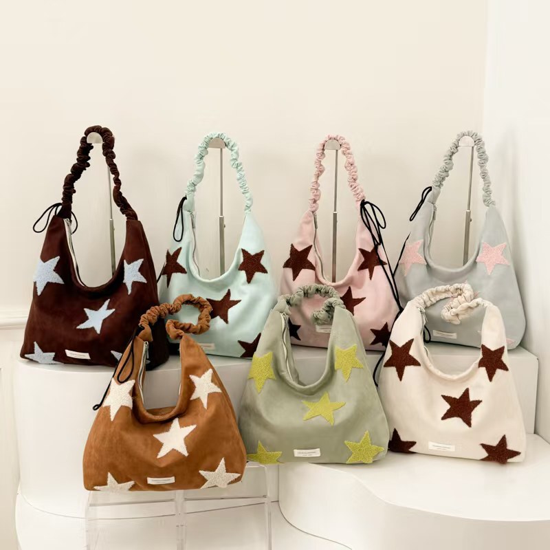 Korean-Style Niche Fashion Shoulder Bag, High-Value Underarm Bag, Casual Versatile Canvas Bag, Outdoor Commuting Shopping Bag for Women