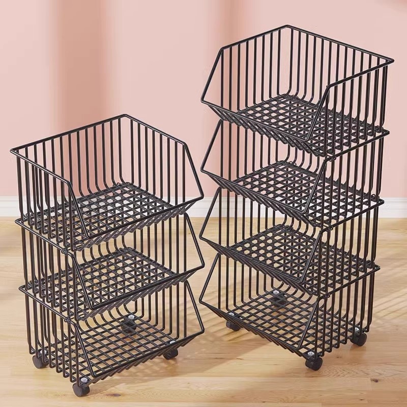 Kitchen Rack Floor-Standing Multi-Layer Movable Household Trolley for Vegetable Baskets, Vegetable Baskets, Toy Storage Artifacts