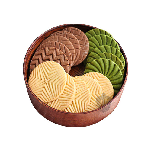 Nordic style retro geometric biscuit mold nostalgic corrugated milk cake three-dimensional seal mold pie crust hand pressing tool