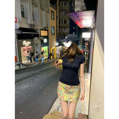 MosesQueen/モーゼスクイーン シンプルベーシックショートトップス レディース 夏 ラウンドネック スリムフィット 半袖 Tシャツ