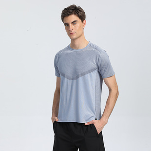 Summer Men's Business Casual Quick-Drying Clothing Ice Silk Short-Sleeved Sports Round Neck Fitness T-Shirt Ua Same Style T-Printed Logo
