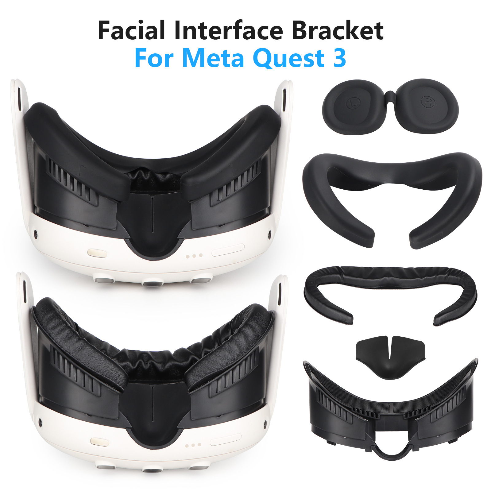 The widened mask replacement stand for Meta Quest 3 can be worn with a silicone mask for a more skin-friendly look undefined