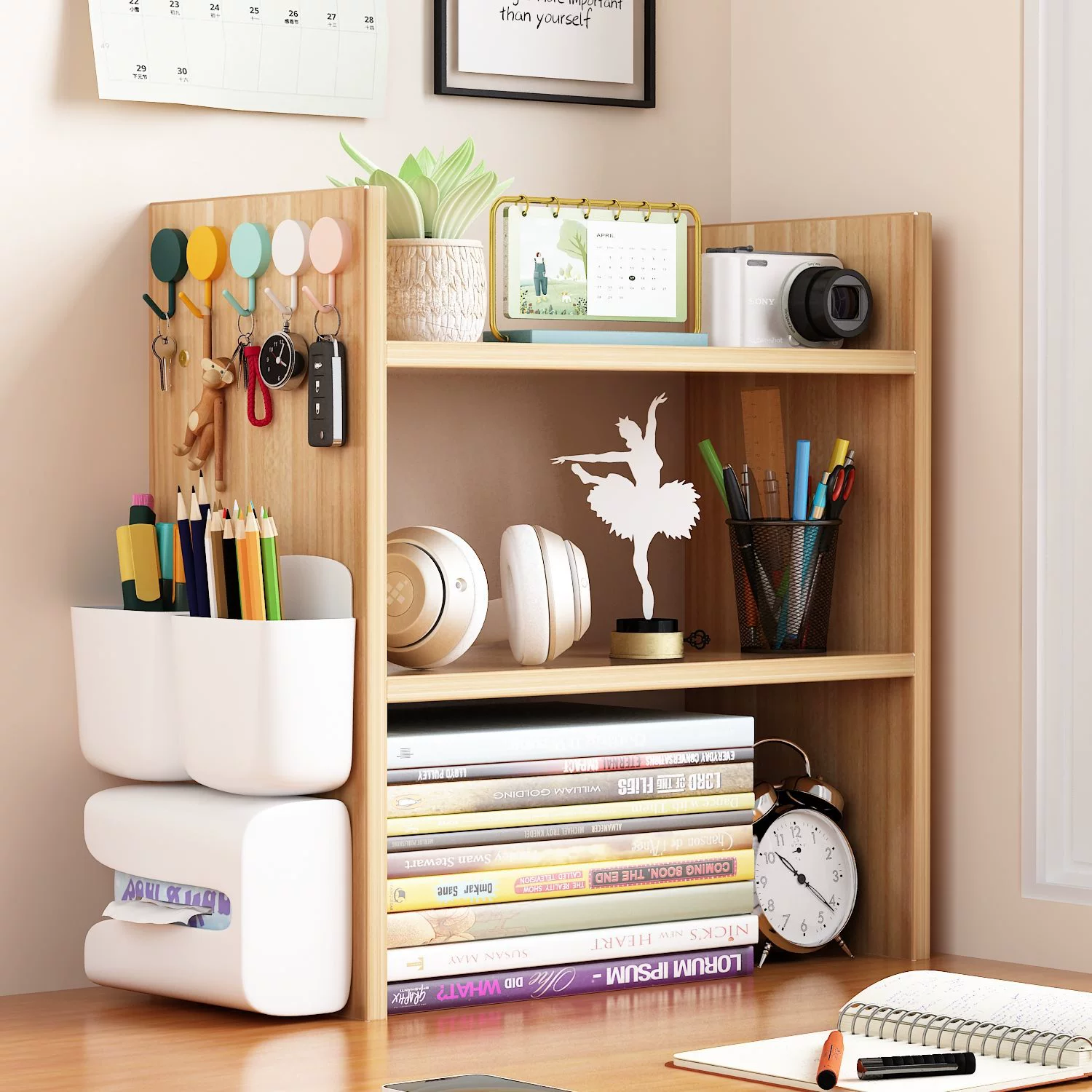 Оптовая продажа настольной книжной полки, стеллажа для хранения, домашнего стеллажа, шкафчика для спальни, полки для студенческого стола, маленькая многоярусная простая полка