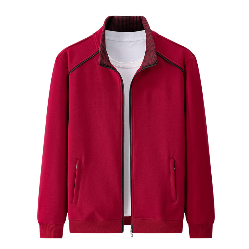 Cardigan à capuche en pur coton pour homme, vêtement de sport à col montant pour le printemps et l'automne, pour papa d'âge moyen, décontracté pour la course à pied_voghion.com