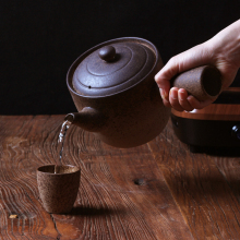 D7EE煮茶陶壶侧把柴烧壶电陶炉煮茶器粗陶家用泡茶大容量壶明火炭