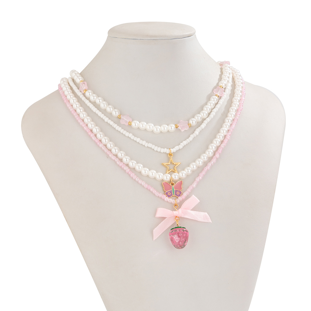 Bow Knot Cute Acrylic Imitation Pearl Alloy Necklace Wholesale display picture 8