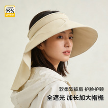 夏季新款加大帽檐防晒护颈贝壳帽全脸遮阳户外防紫外线空顶披肩帽
