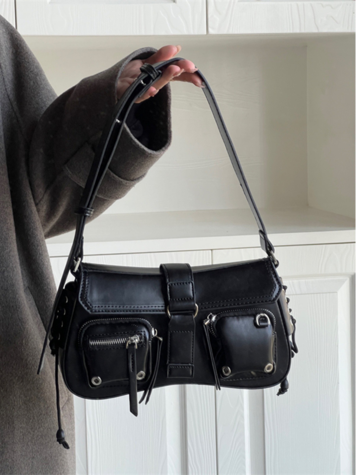 Solid Color Pattern All Seasons Season Women's Gender Women's Medium All Seasons Pu Leather Solid Color Streetwear Square Zipper Underarm Bag