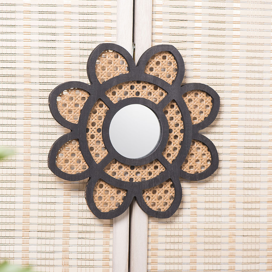 Espejo de flores colgante de vid tejido a mano hotel bar sala de estar decoración de pared colgante creativa