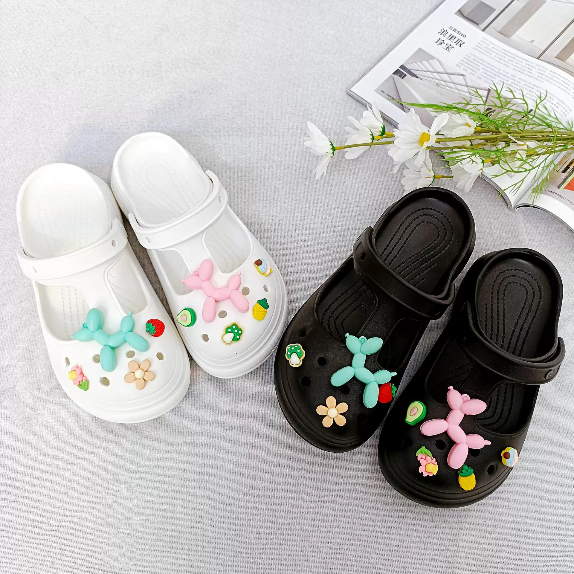 Balloon, footwear platform, summer slide, slippers, 2022 collection, 6cm