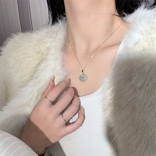 Classic S925 Sterling Silver Clavicle Necklace Women's New Chinoiserie Natural Hetian Jade Pendant Accessible Luxury Niche High-End Accessories