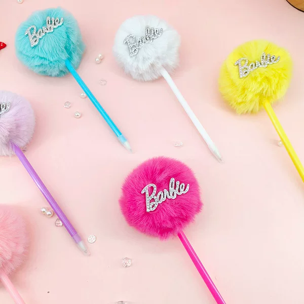 Barbie Queen Pen, Girly Heart-Shaped Student Plush Pen, Trendy Personalized Pom-Pom Ins Gift Ballpoint Pen, Ins Gift