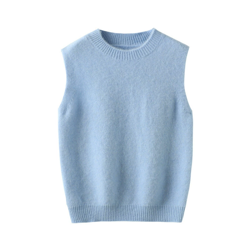 Demi-season children's woolen vest with a round collar, sweater for men and women sleevless, oversize