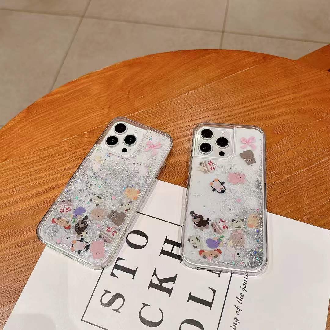 Dibujos animados arenas movedizas pequeños animales Apple 15/16Pro personalidad teléfono celular carcasa 14pormax nuevo 16PM niñas
